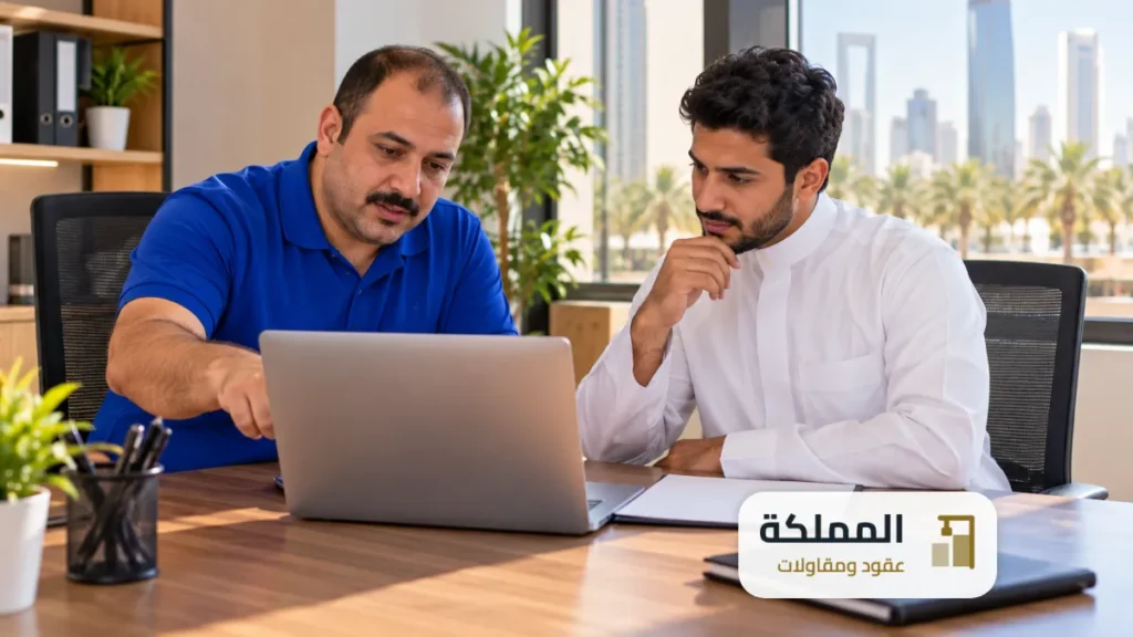 عقد نظافة بلدي معتمد الكتروني يراجعه فريق عقود المملكة مع صاحب المنشأة
