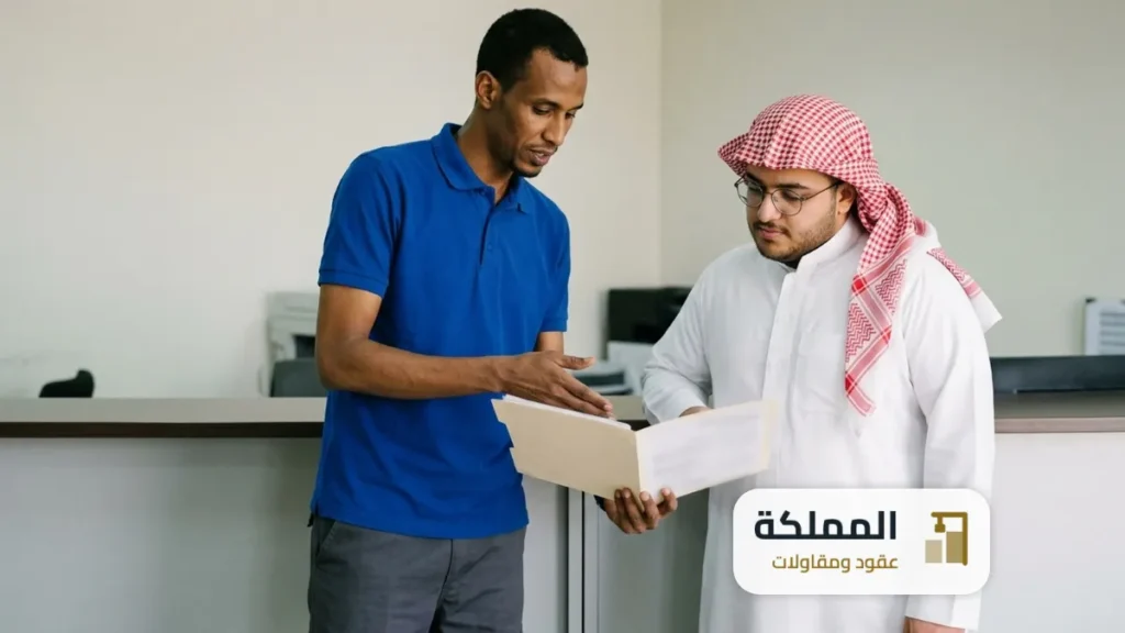 مندوب الشركة يشرح للعميل معنى عقد المكافحة الموثق