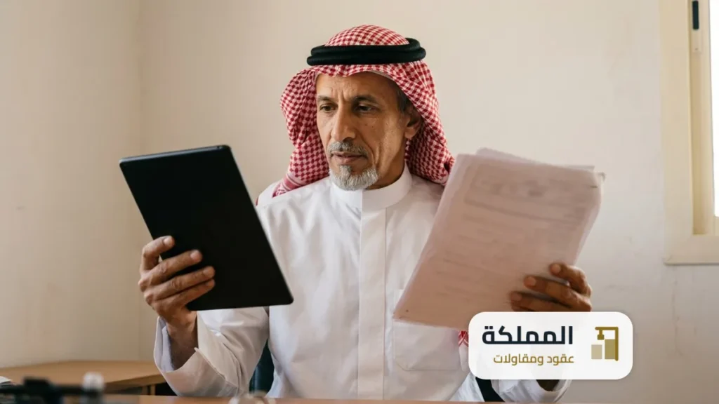 صاحب نشاط يقارن بين عقد النظافة الالكتروني والعقد الورقي على مكتبه