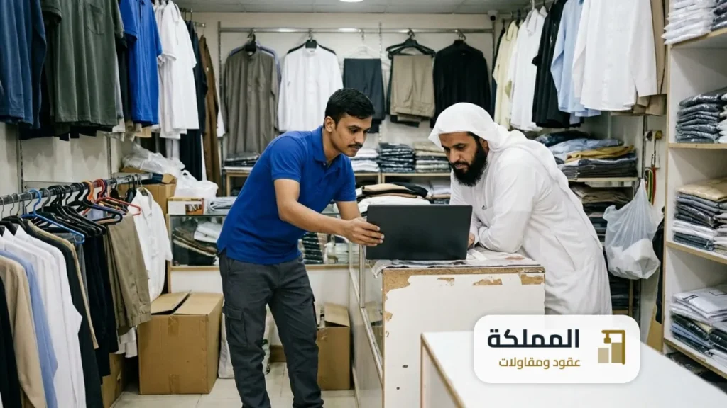 منصة بلدي: مندوب الشركة يعرض خطوات الطلب على صاحب محل ملابس في الدمام