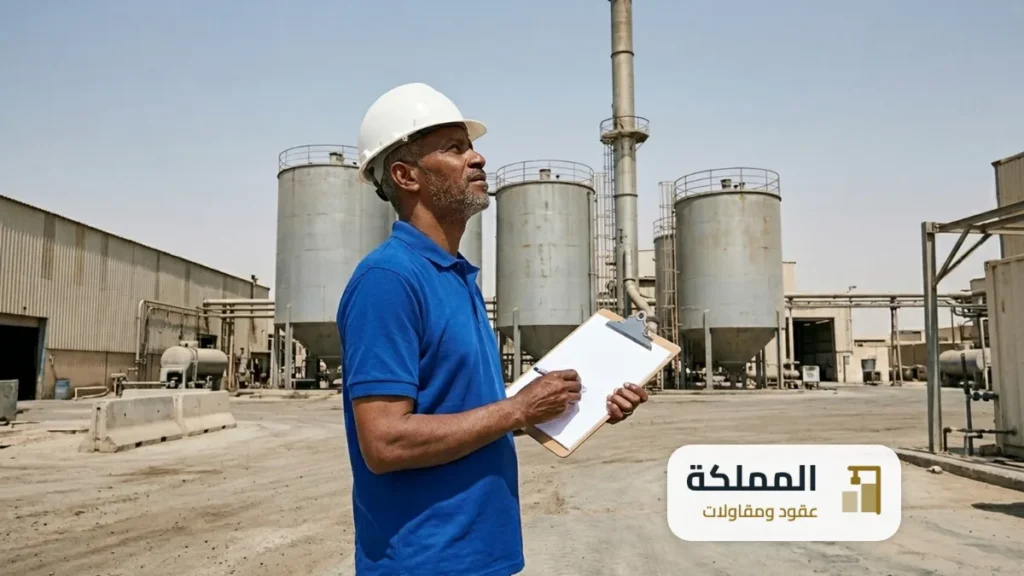 الرخصة البيئية: مستشار يفحص ساحة مصنع في المدينة الصناعية بالدمام